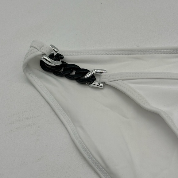 Men’s White Bikini Swim Brief Bottoms with Chain Detail XL - Picture 3 of 9